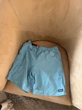 Patagonia Pale Blue Swim Shorts with Elastic Waist